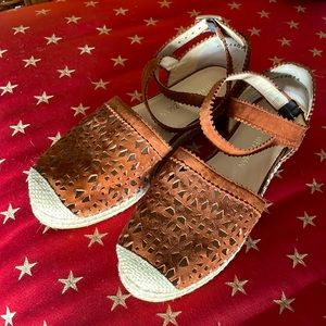 Women’s Brown Laser-Cut Espadrille Sandals - Brand:
